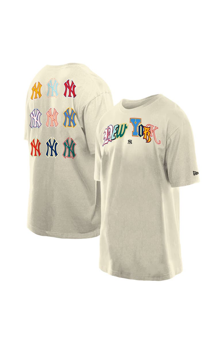 New Era Men's New Era  Cream New York Yankees Ransom Note Oversized T-Shirt, Main, color, 