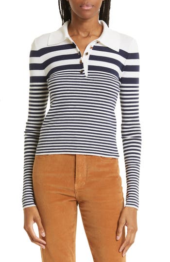 Veronica Beard Raj Stripe Wool Polo Sweater