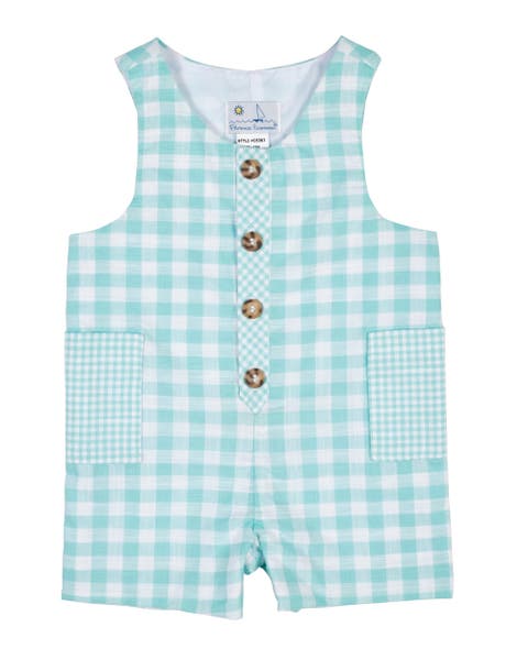 Gingham Linen-Look Shortall (Baby)