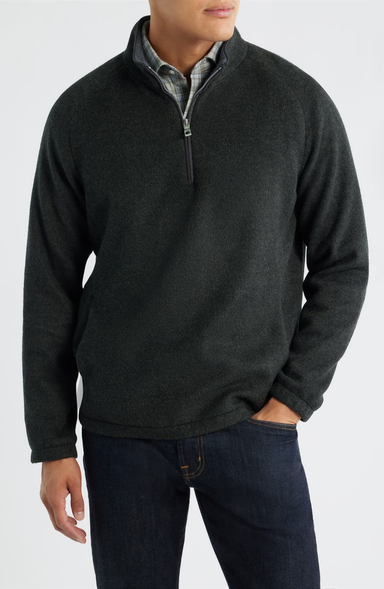 Peter Millar Crown Crafted Flex Merino Wool Quarter Zip Pullover, Main, color, Dark Olive