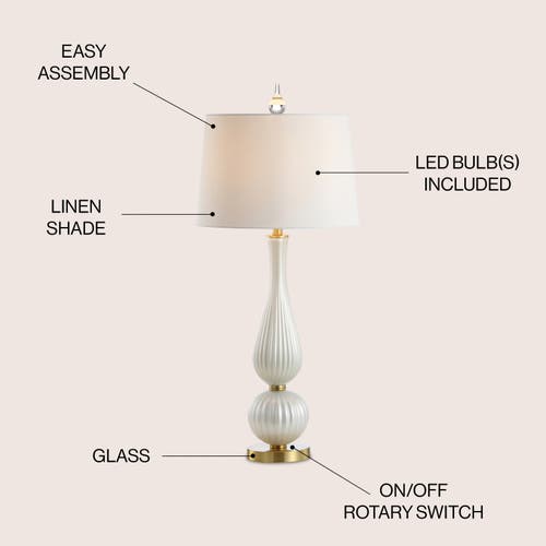 Jonathan Y Gillian 33.7" Glass Led Table Lamp, White In White