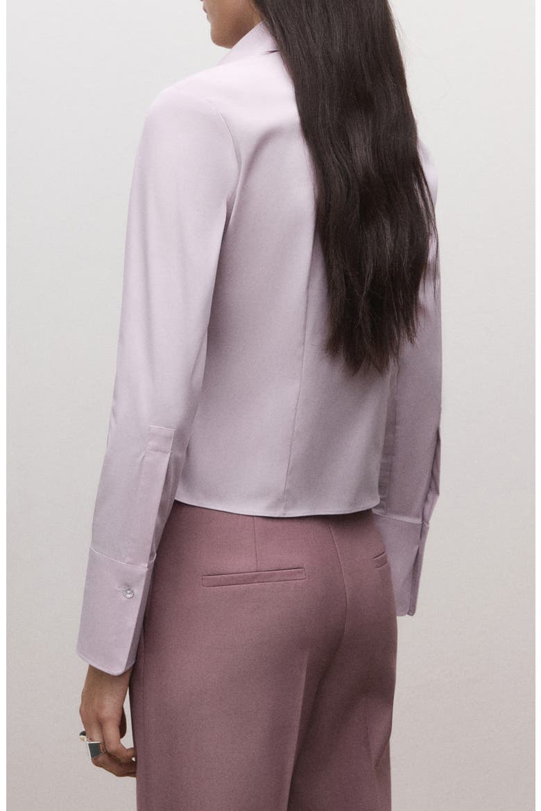 Fitted Crop Button-Up Shirt, Alternate, color, LILAC