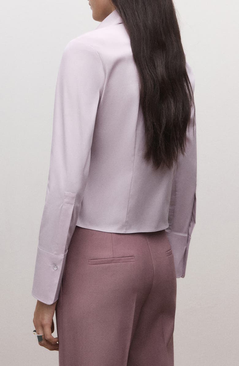 MANGO Fitted Crop Button-Up Shirt, Alternate, color, 