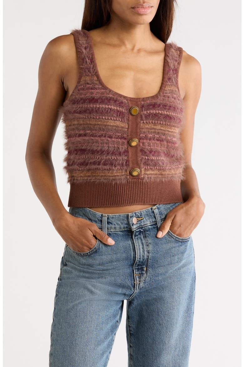 Galene Mixed Stitch Crop Sweater Tank, Main, color, NATURAL/ MAUVE MULTI