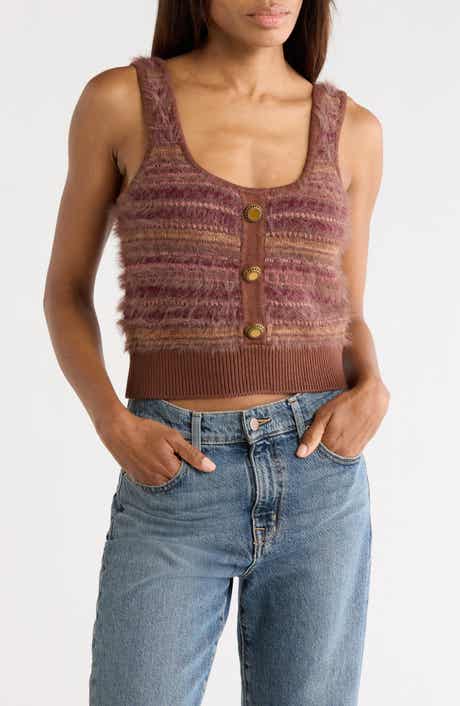 L'AGENCE Galene Mixed Stitch Crop Sweater Tank