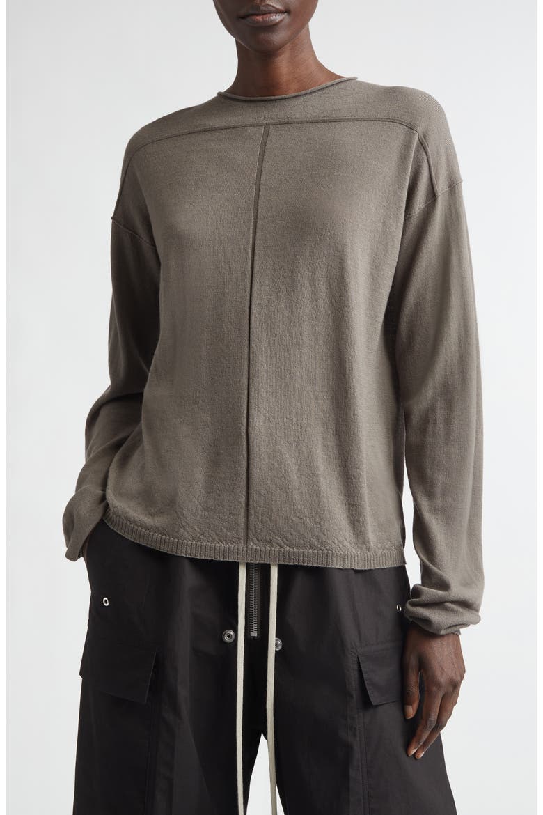 Virgin Wool Crewneck Sweater, Main, color, DUST
