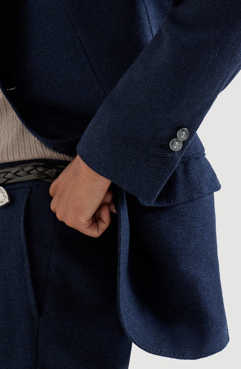 Brunello Cucinelli Hopsack deconstructed blazer, Alternate, color, Navy Blue