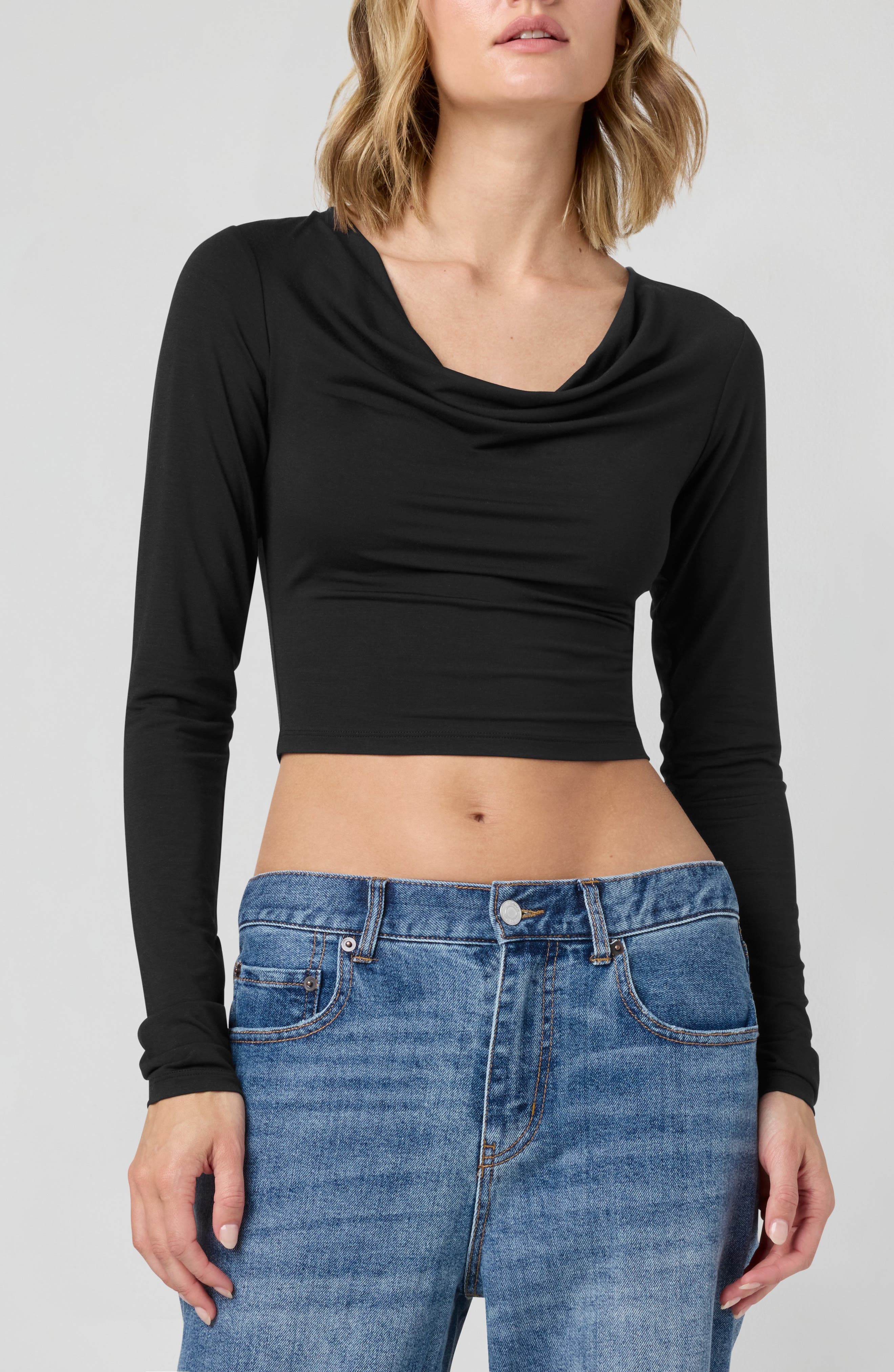 Florence by Mills Cowl Neck Long Sleeve Crop Top