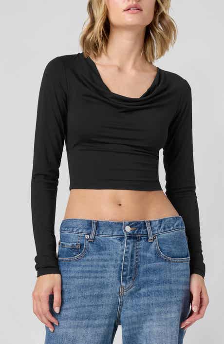 Florence by Mills Cowl Neck Long Sleeve Crop Top