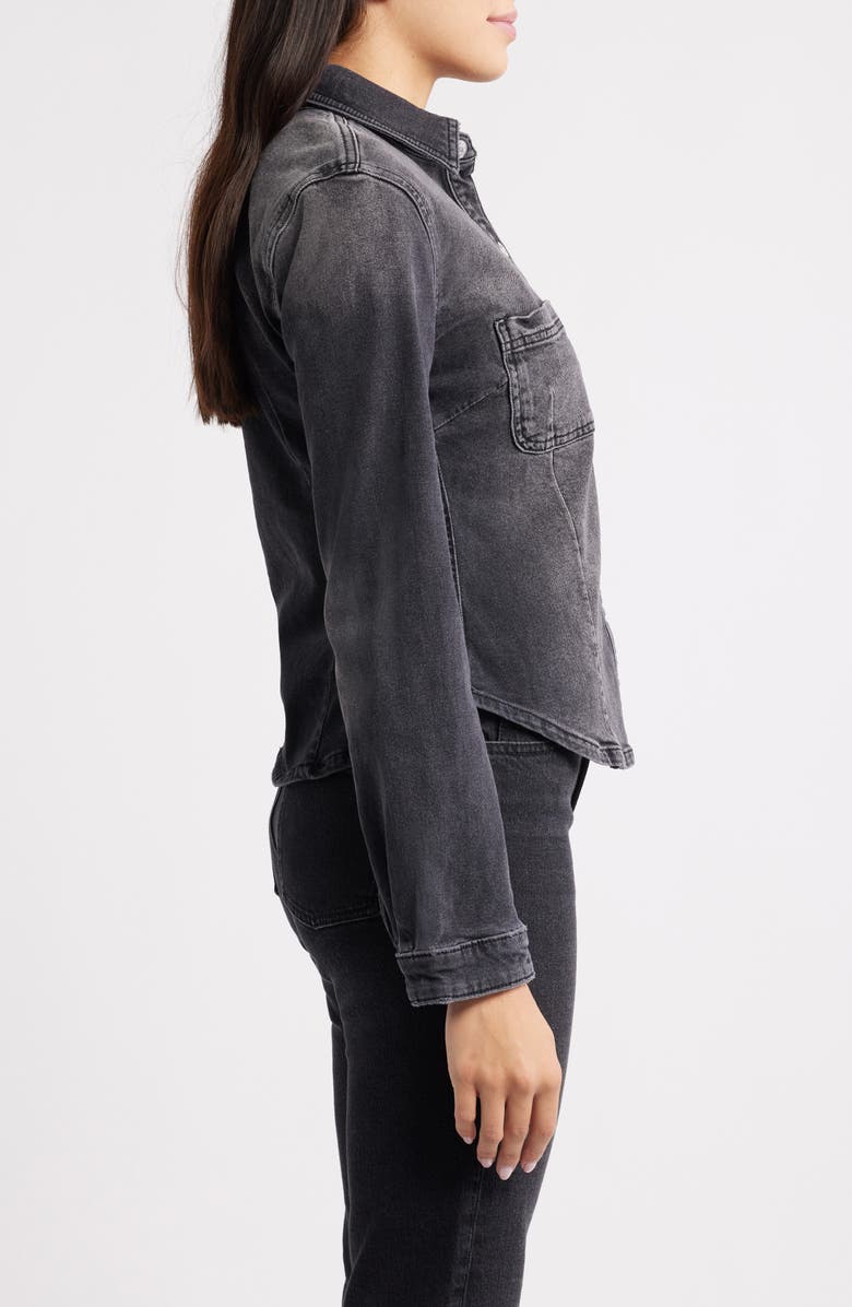 WARP+WEFT PMI Western Denim Fitted Waist Snap-Up Shirt, Alternate, color, In The Night