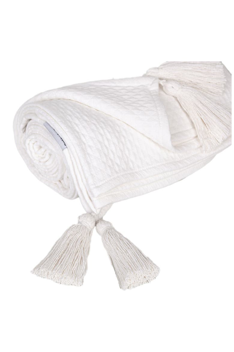 Khonsu Diamond Stitch Tassel Throw Blanket, Alternate, color, WHITE