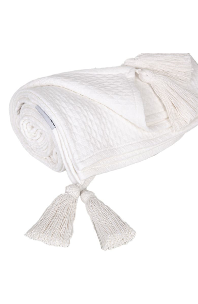 PARKLAND COLLECTION Khonsu Diamond Stitch Tassel Throw Blanket, Alternate, color, White