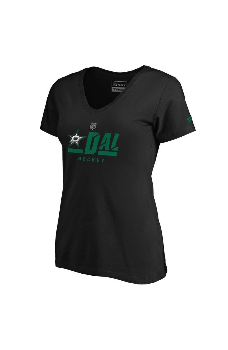 FANATICS Women's Fanatics Branded Black Dallas Stars Authentic Pro Secondary Logo V-Neck T-Shirt, Alternate, color, 
