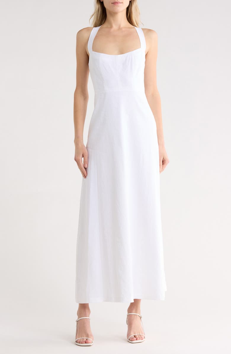 Theory Seamed Linen Blend Maxi Dress, Main, color, 