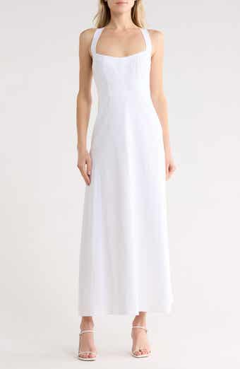 Theory Seamed Linen Blend Maxi Dress