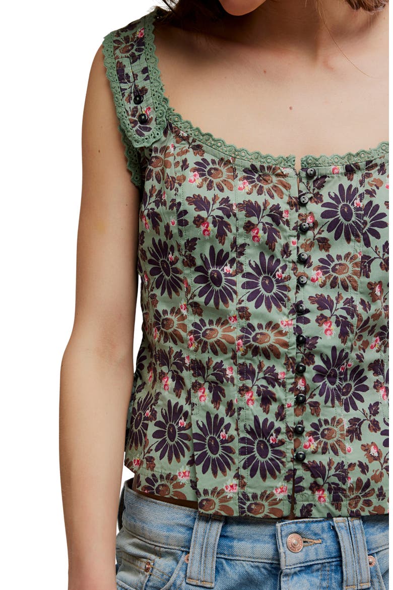 Bridgette Corset Peplum Top, Alternate, color, GREEN COMBO