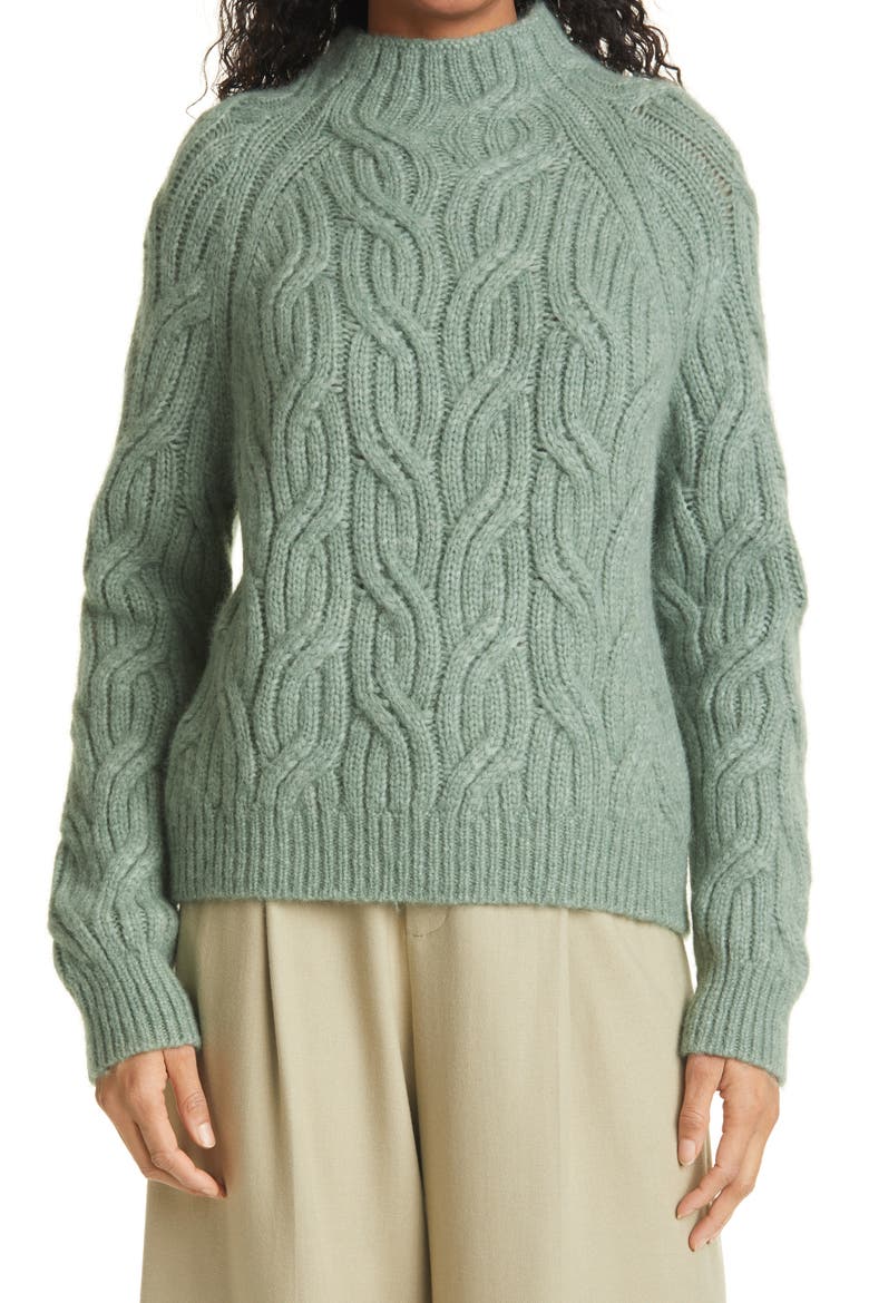 Twisted Chain Mock Neck Sweater, Main, color, HEATHER JADEITE
