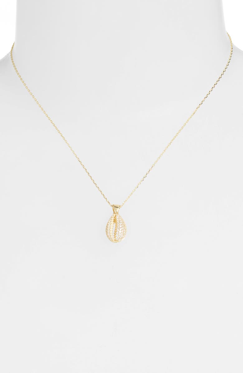 Adina's Jewels Adina’s Jewels Pavé Shell Necklace, Alternate, color,
