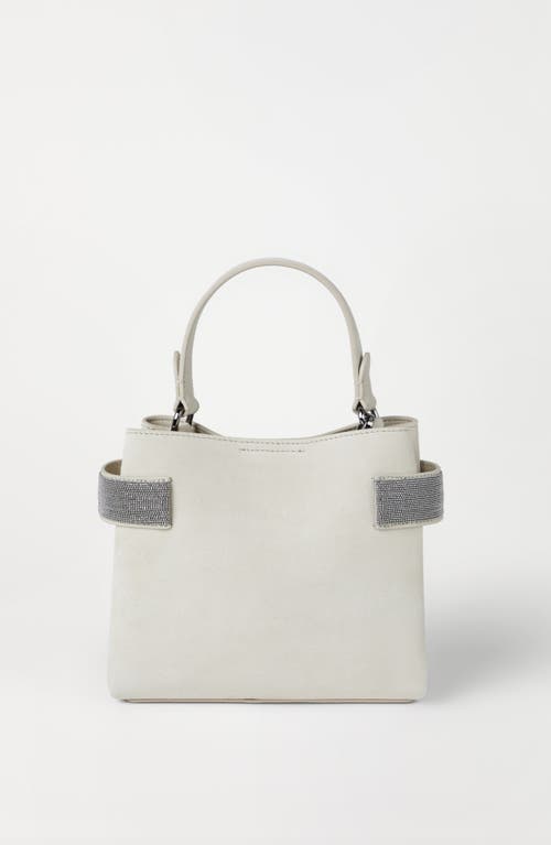 Brunello Cucinelli Suede Monili-trim Top-handle Bag In Ivory