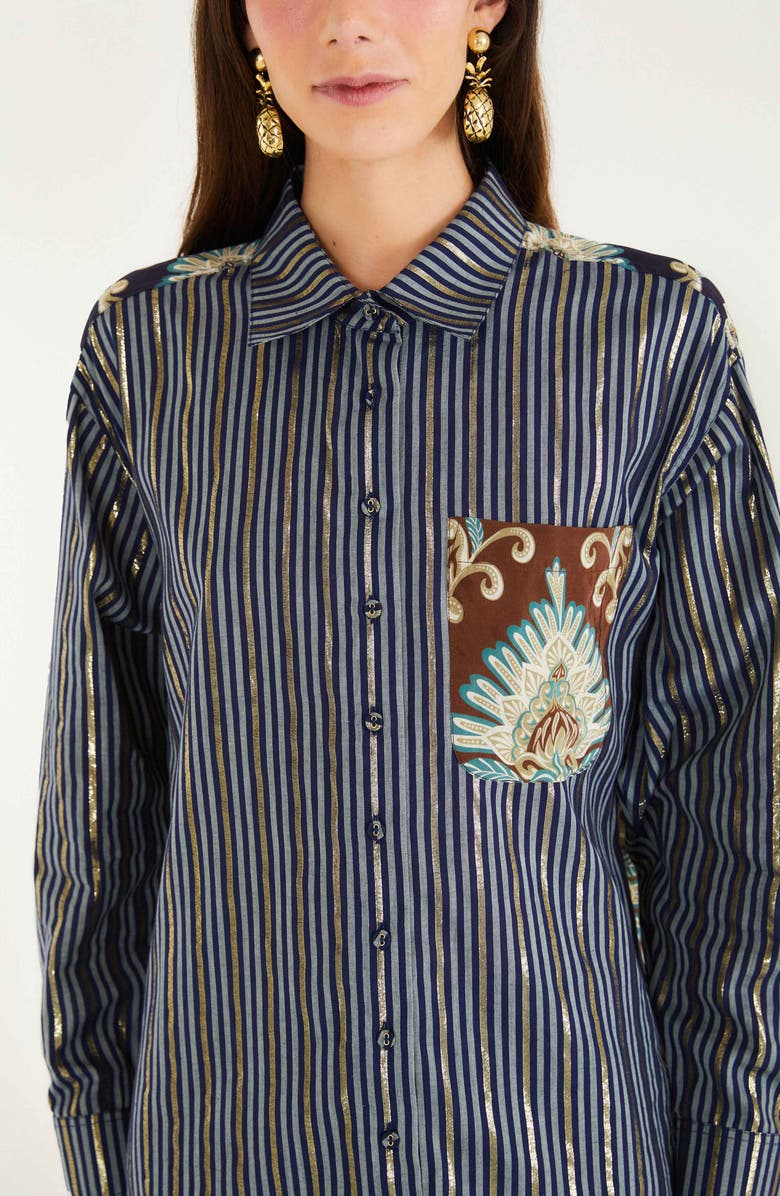 FARM Rio Print Metallic Shirt, Alternate, color, Brown