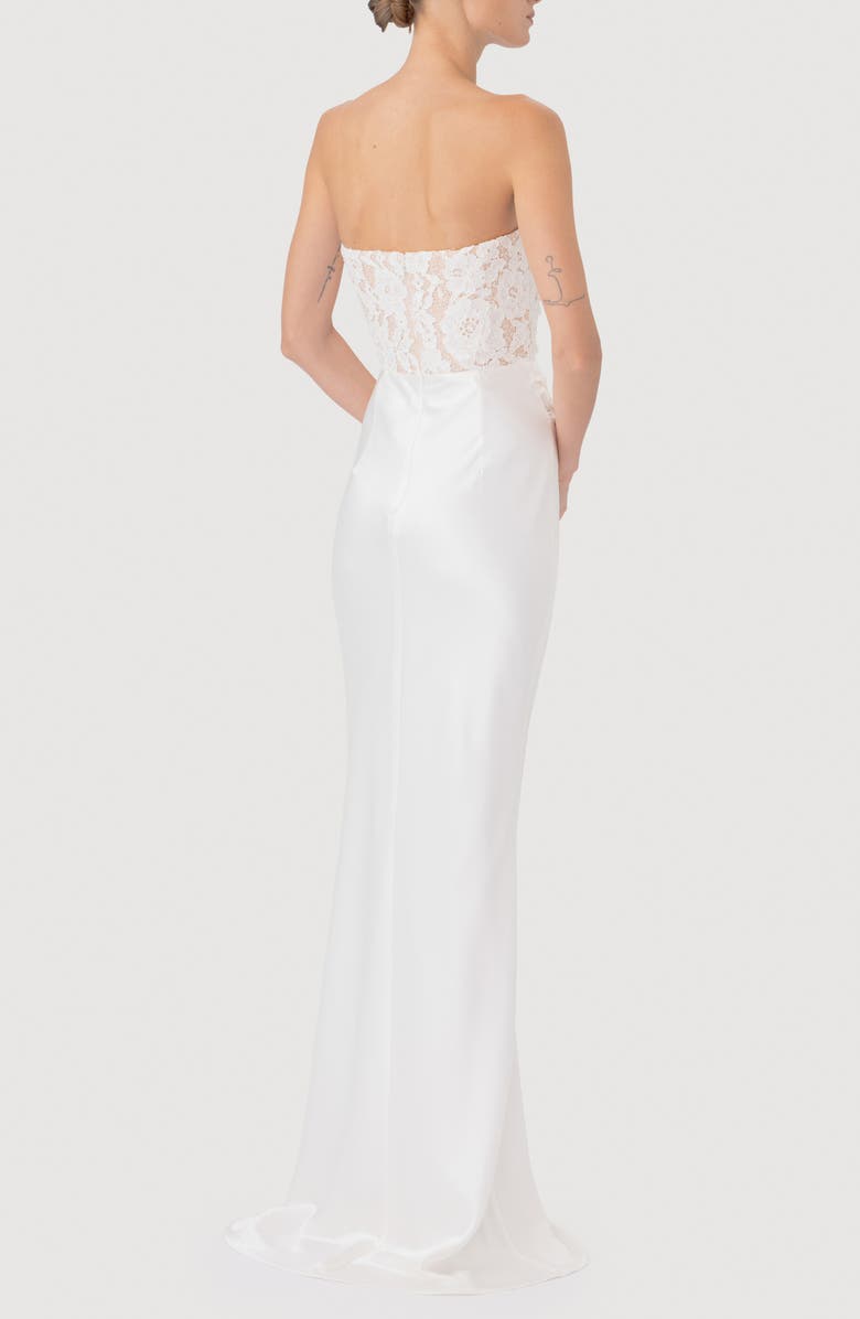 SAU LEE Blair Lace Bodice Strapless Gown, Alternate, color, White