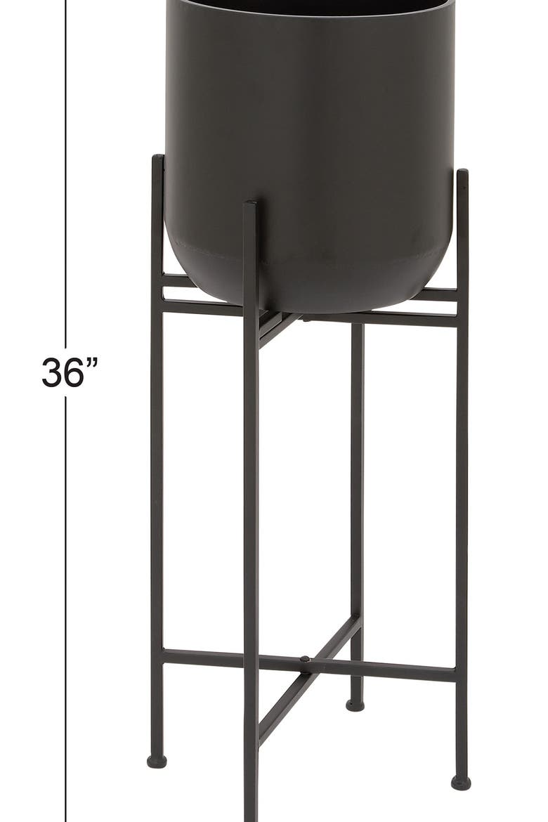 Black Metal Modern Planter with Removable Stand, Alternate, color, BLACK