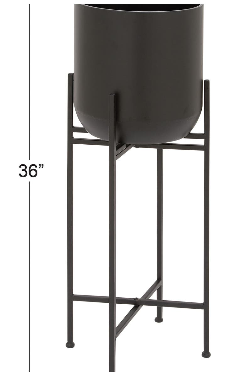 WILLOW ROW Black Metal Modern Planter with Removable Stand, Alternate, color, 