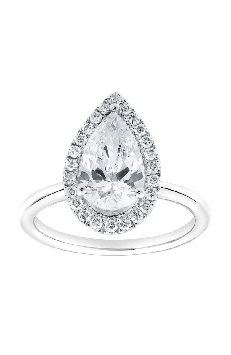 LuvMyJewelry Lyra 14K Gold Pear Shaped Lab Grown Diamond Halo Ring - 1.9 Ct, Main, color, 
