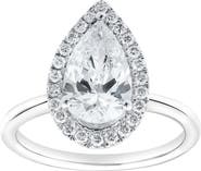 LuvMyJewelry Lyra 14K Gold Pear Shaped Lab Grown Diamond Halo Ring - 1.9 Ct