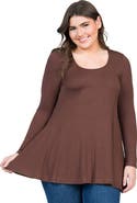 24seven Comfort Apparel Poised Long Sleeve Swing Tunic Top