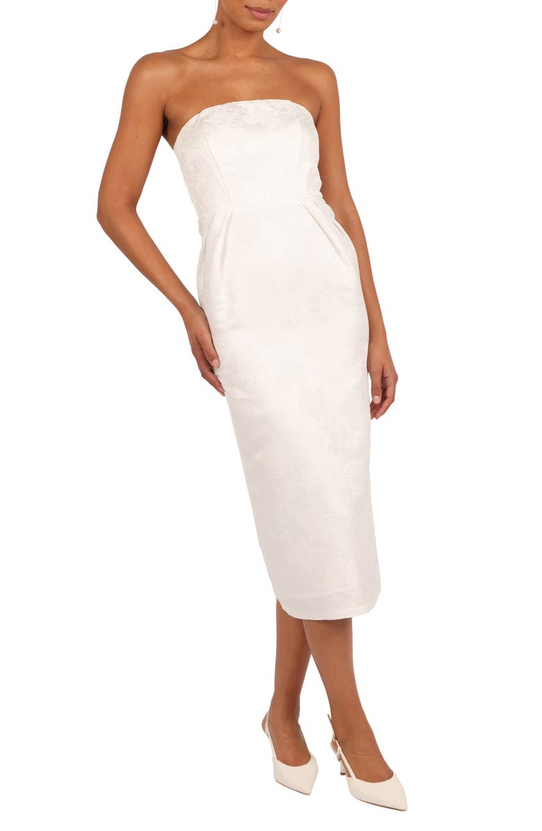 Petal & Pup Avah Strapless Midi Dress, Main, color, White