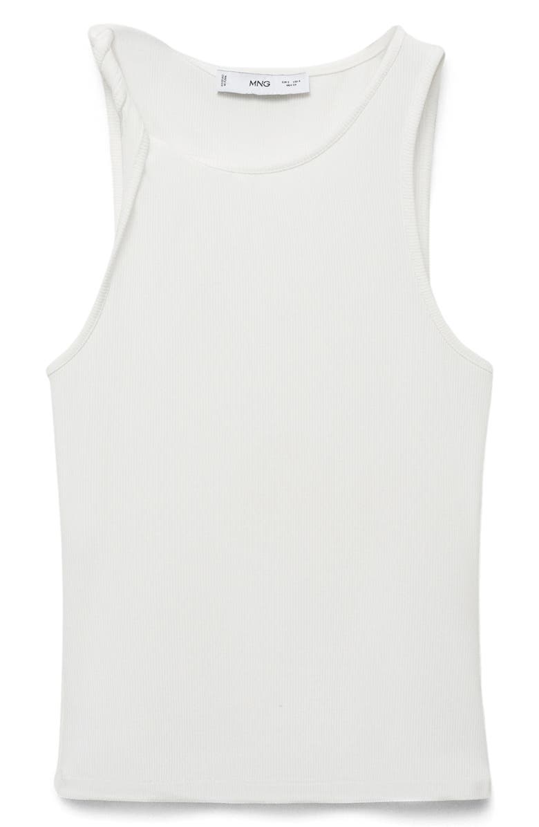 MANGO Rib Twist Strap Tank, Alternate, color, White