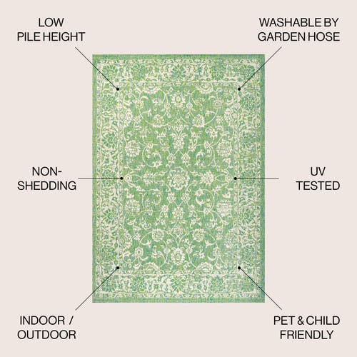 Jonathan Y Tela Bohemian Textured Weave Floral Indoor/outdoor Area Rug In Cream/green