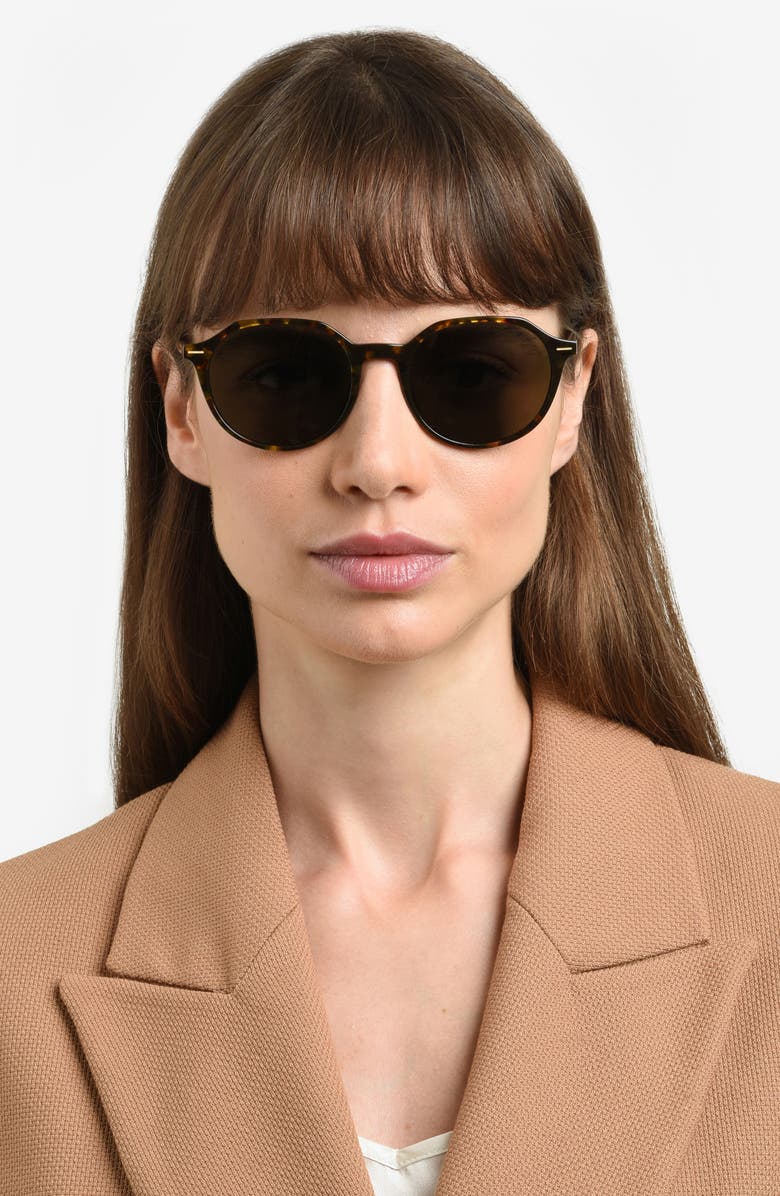 BOSS 51mm Round Geometric Sunglasses, Alternate, color, Havana