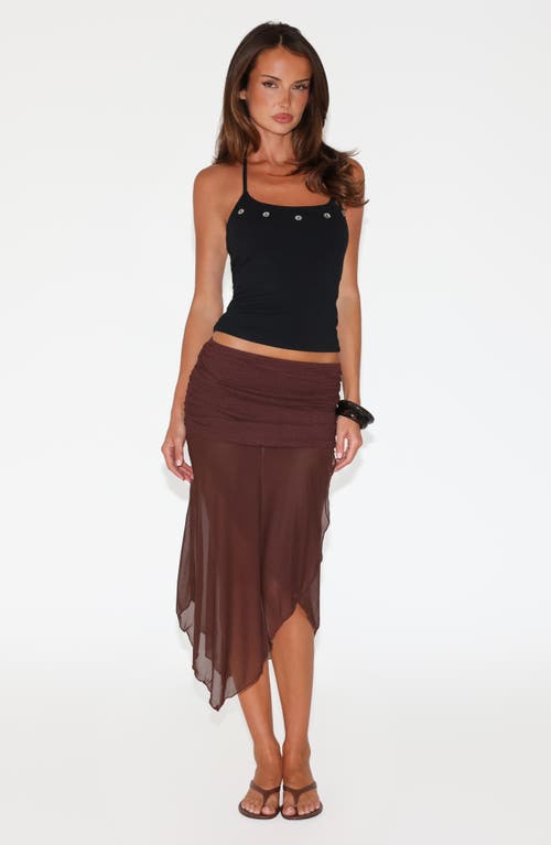 Tiger Mist Zinnia Mixed Media Asymmetric Skirt In Brown