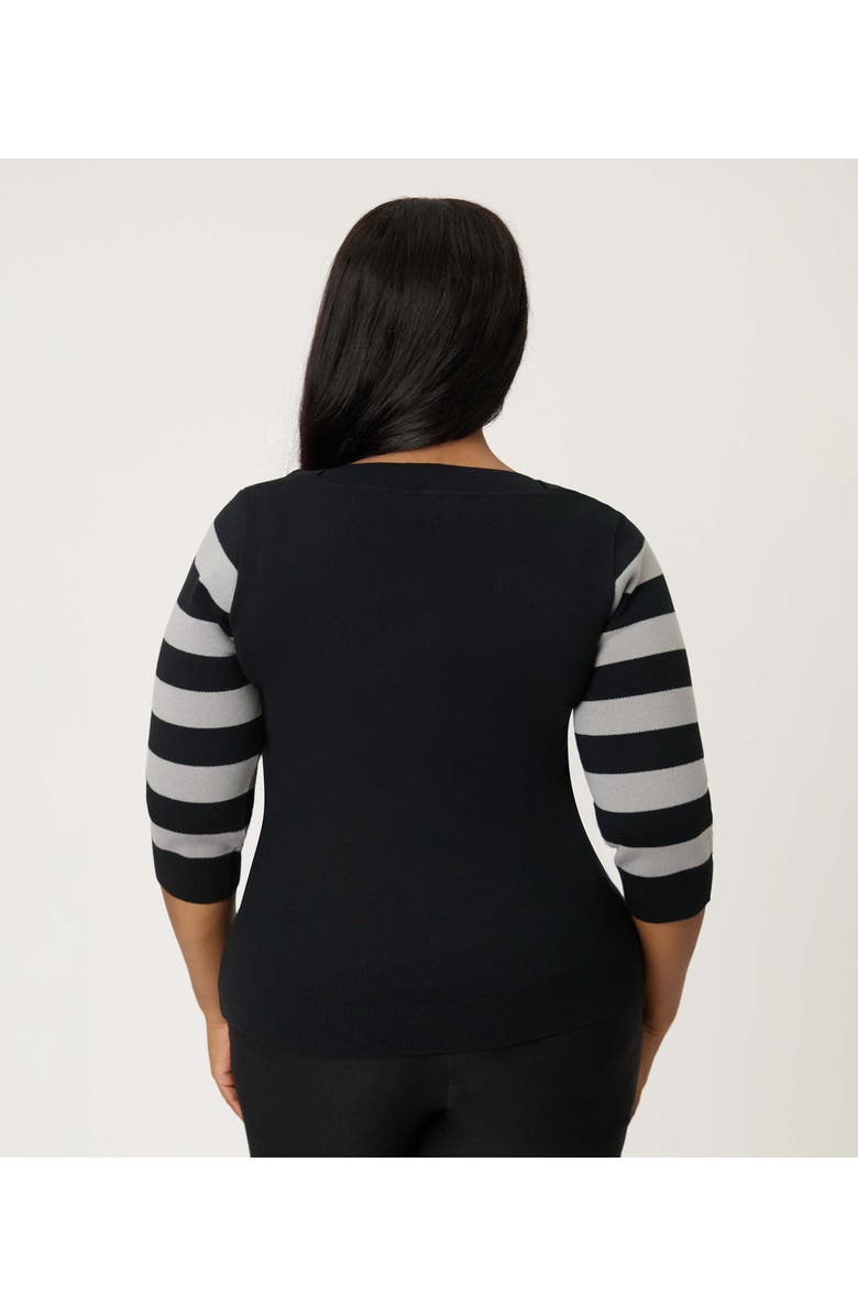 Unique Vintage Plus Size Minou Sweater, Alternate, color, Black & Grey Stripe