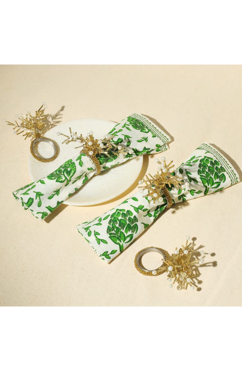 Tiramisu Golden Nova Set of 4 Starburst Napkin Rings, Alternate, color,