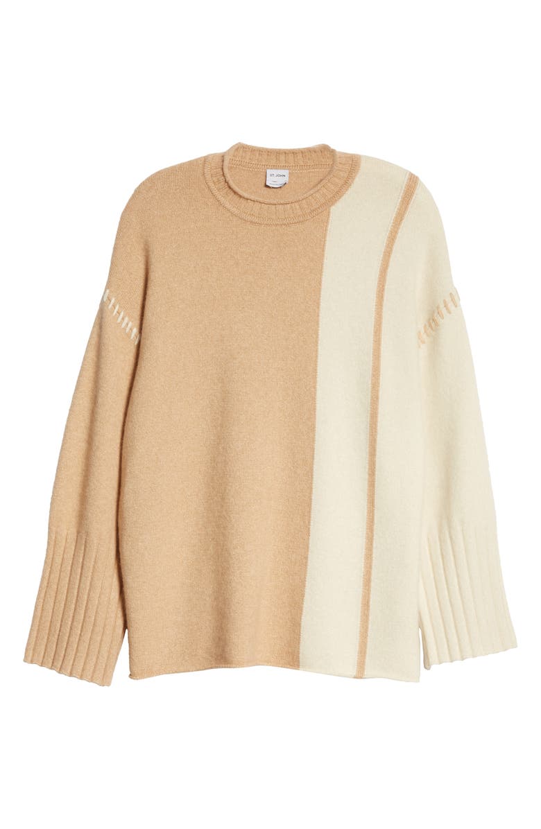 St. John Collection Stripe Wide Sleeve Cashmere & Silk Sweater, Alternate, color,