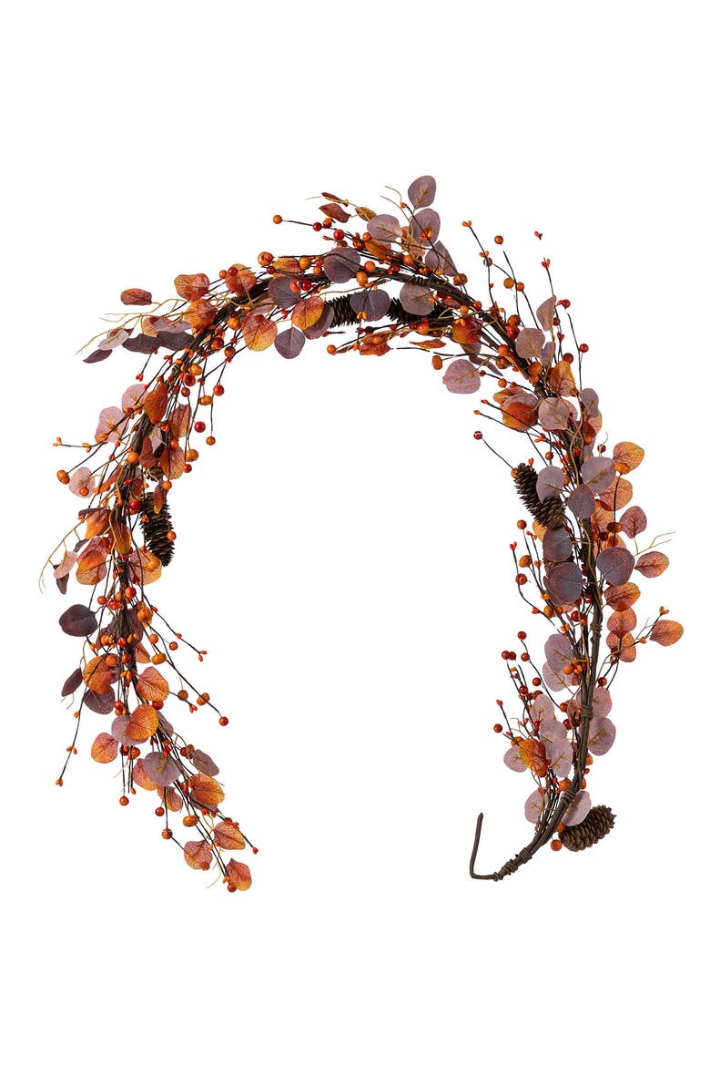 72"L Fall Eucalyptus Berry Garland, Alternate, color, Orange