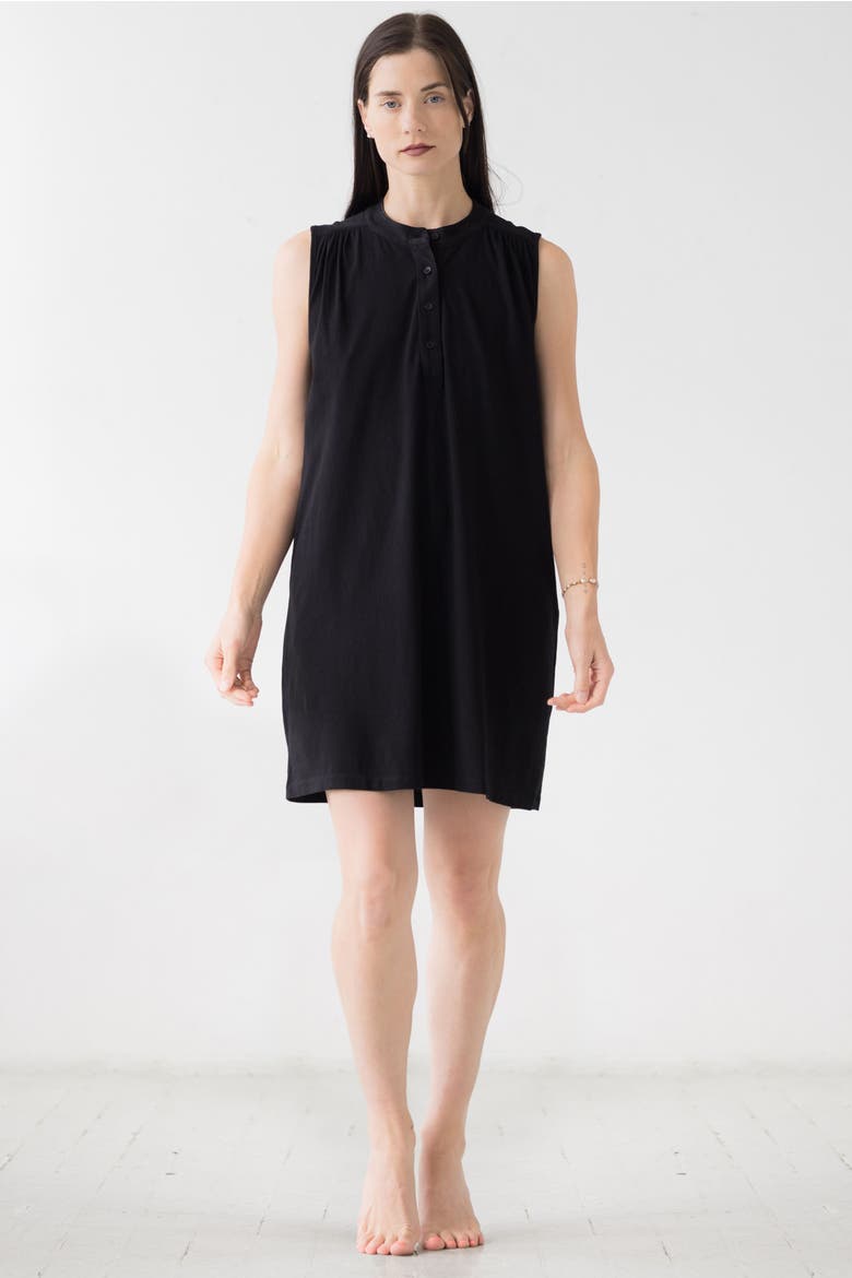 The Aisha Cotton Mini Lounge Dress, Main, color, Black