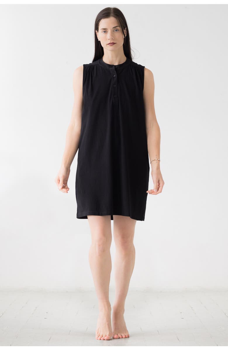 SALUA The Aisha Cotton Mini Lounge Dress, Main, color, Black