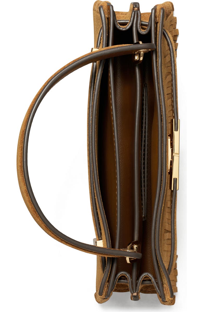 Tory Burch Petite Lee Radziwill Suede Fringe Double Bag, Alternate, color, Wild Tabacco