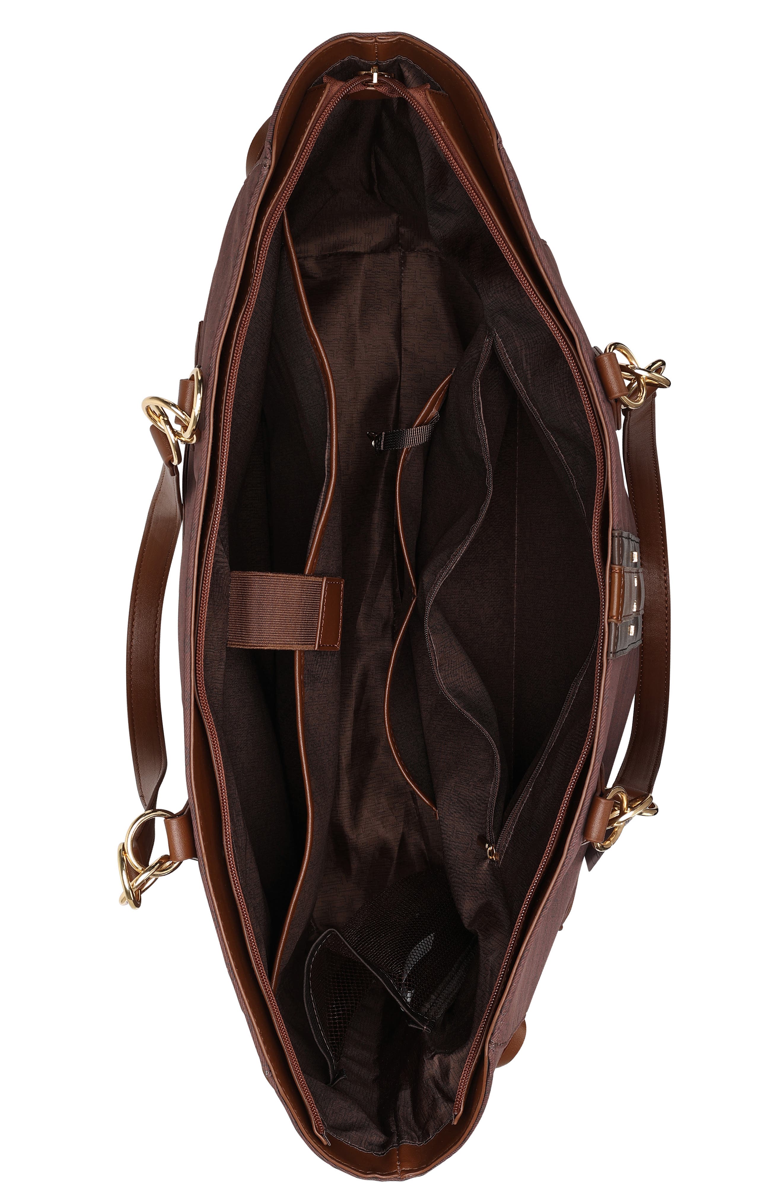 ELLE Eleganza 32L Monogram Weekender Duffel Bag, Alternate, color, Brown