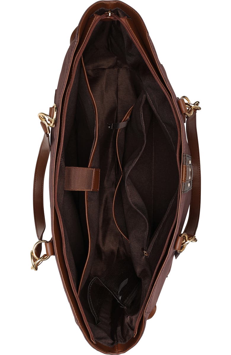 ELLE Eleganza 32L Monogram Weekender Duffel Bag, Alternate, color, Brown