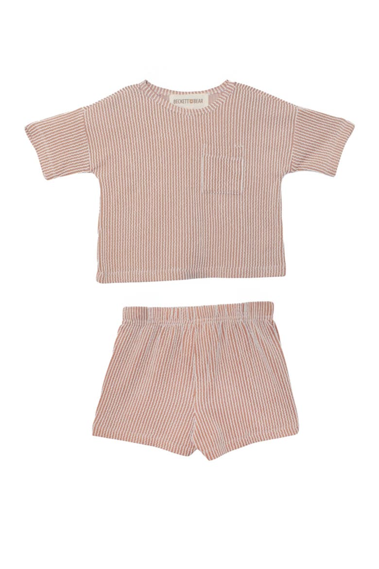 Bear Short Sleeve Two Piece Set, Main, color, Brown