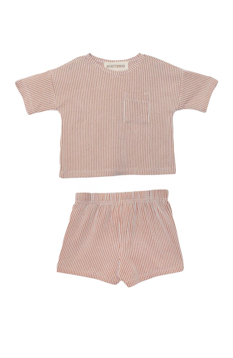 Beckett and Bear Bear Short Sleeve Two Piece Set, Main, color, Brown