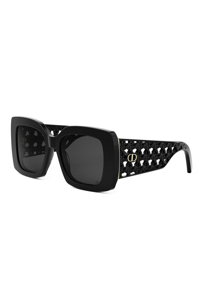 VeryDior S1I 54mm Square Sunglasses, Alternate, color, SHINY BLACK / SMOKE