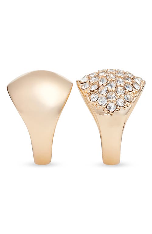 Open Edit Set Of 2 Domed Rings In Clear- Gold