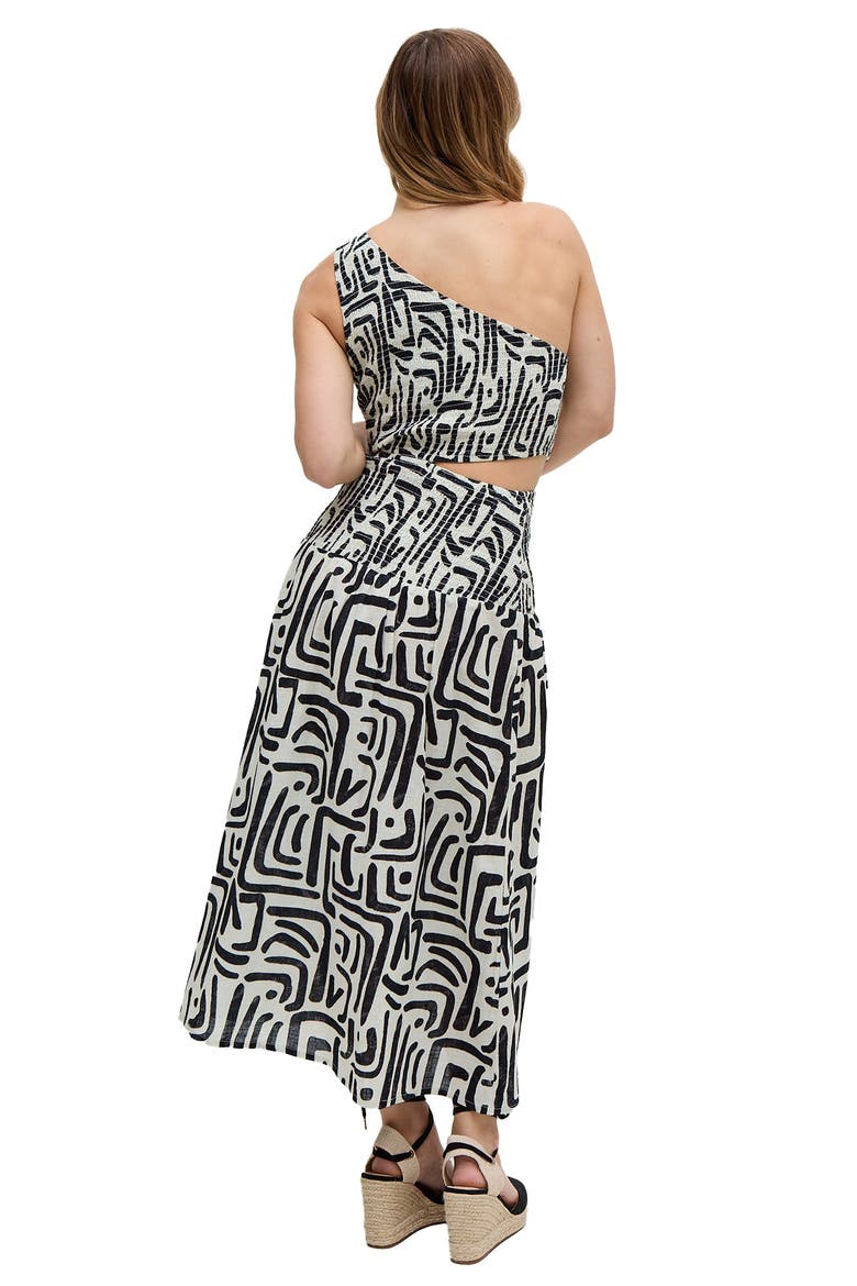 Jazz Jersey One Shoulder Warhol Print Midi Dress, Alternate, color, Black