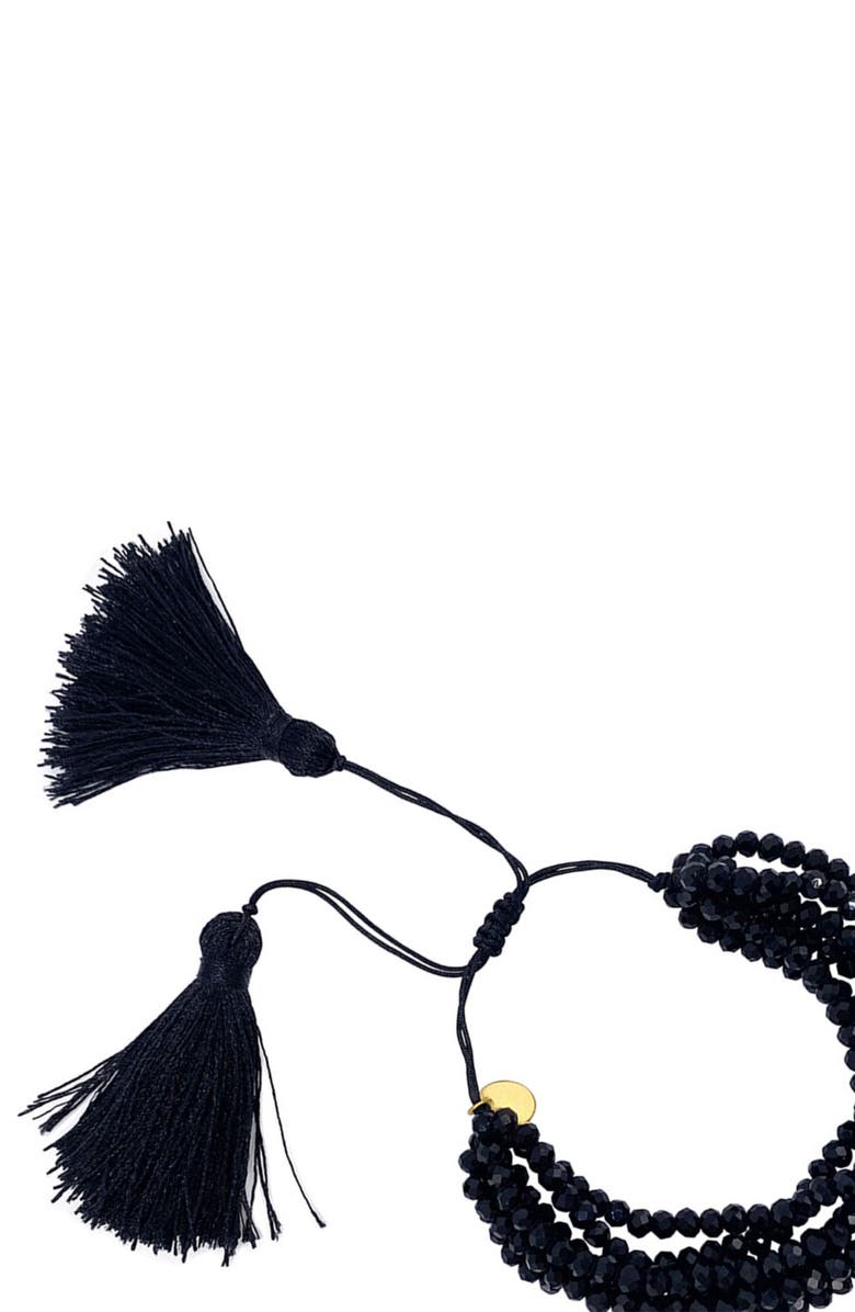 Adornia Multi Strand Black Bead Adjustable Bracelet, Alternate, color, 